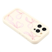 iPhone 15 Pro Max Stilfuldt stødsikkert TPU cover med forhøjede kanter - hvid / stor sløjfe