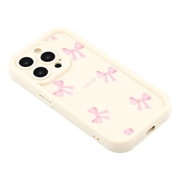 iPhone 15 Pro Stilfuldt stødsikkert TPU cover med forhøjede kanter - hvid / sløjfe