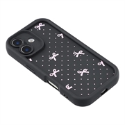 iPhone 16 Stilfuldt stødsikkert TPU cover med forhøjede kanter - Sort / Prikket sløjfe