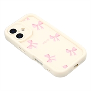 iPhone 16 Plus Stilfuldt stødsikkert TPU cover med forhøjede kanter - hvid / sløjfe