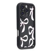 iPhone 16 Pro Stilfuldt stødsikkert TPU cover med forhøjede kanter - sort / stor sløjfe