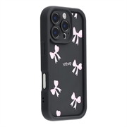 iPhone 16 Pro Stilfuldt stødsikkert TPU cover med forhøjede kanter - sort / sløjfe