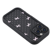 iPhone 16 Pro Stilfuldt stødsikkert TPU cover med forhøjede kanter - Sort / Prikket sløjfe