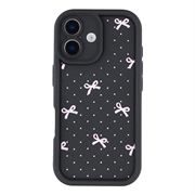 iPhone 17 Stilfuldt stødsikkert TPU cover med forhøjede kanter - Sort / Prikket sløjfe