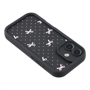 iPhone 17 Stilfuldt stødsikkert TPU cover med forhøjede kanter - Sort / Prikket sløjfe