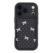 iPhone 17 Pro Max Stilfuldt stødsikkert TPU cover med forhøjede kanter - Sort / Prikket sløjfe