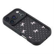 iPhone 17 Pro Max Stilfuldt stødsikkert TPU cover med forhøjede kanter - Sort / Prikket sløjfe