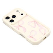 iPhone 17 Pro Max Stilfuldt stødsikkert TPU cover med forhøjede kanter - hvid / stor sløjfe