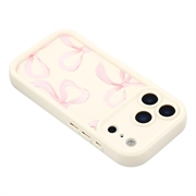 iPhone 17 Pro Max Stilfuldt stødsikkert TPU cover med forhøjede kanter - hvid / stor sløjfe