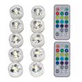 Vandtæt RGB-LED-lampe med 2 fjernbetjeninger - 10 stk.