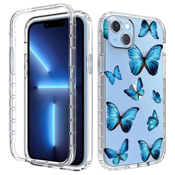 Sweet Armor Series iPhone 14 Plus Hybrid Cover - Blå sommerfugl
