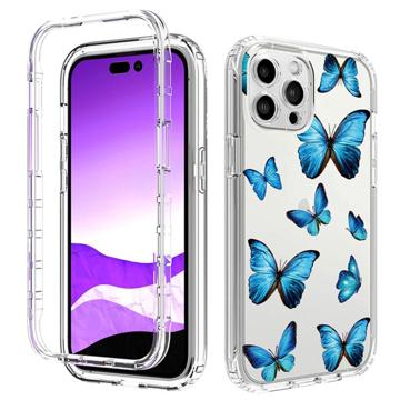 Sweet Armor Series iPhone 14 Pro Hybrid Cover - Blå sommerfugl