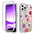 Sweet Armor Series iPhone 14 Pro Hybrid Cover - Farverige blomster