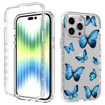 Sweet Armor Series iPhone 14 Pro Max Hybrid Cover - Blå sommerfugl