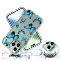 Sweet Armor Series iPhone 14 Pro Max Hybrid Cover - Blå sommerfugl