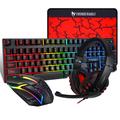 T-WOLF TF800 Gaming Keyboard + Mouse + Gaming Headset + Mouse Pad Combo LED Backlit Wired Gamer Bundle til gaming/arbejde