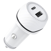 T05 USB-A/USB-C-billader med sporingsfunktion mod tab til Android - hvid