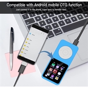 T1 bærbar MP4-musikafspiller med 1.8" skærm og 64GB TF-kort - lyseblå