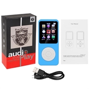 T1 bærbar MP4-musikafspiller med 1.8" skærm og 64GB TF-kort - lyseblå