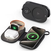 T5 3-i-1 foldbar trådløs rejseoplader 15W - sort