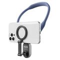TELESIN MNM-001 til iPhone 12 / 13 / 14 / 15 Silikone nakkeholder magnetisk selfie stick telefon nakkeholder - blå