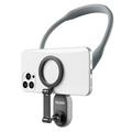 TELESIN MNM-001 til iPhone 12 / 13 / 14 / 15 Silikone nakkeholder magnetisk selfie stick telefon nakkeholder - grå