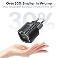 TOOCKI TC2220A2 Mini GaN-vægoplader 20W - USB-C/USB-A - Sort