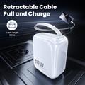 TOOCKI TC55302 30W GaN-oplader med udtrækkeligt USB-C-kabel - hvid