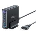 TOOCKI TCT240-33 6-ports GaN-bordoplader med display - 240W - sort