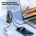 TOOCKI TCT67-22 67W GaN-vægoplader med digitalt display - USB-C/USB-A - Sort