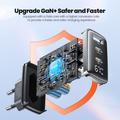 TOOCKI TCT67-22 67W GaN-vægoplader med digitalt display - USB-C/USB-A - Sort