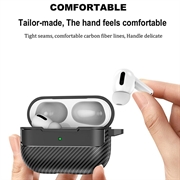 AirPods Pro 3 Børstet TPU Cover med Karabinhage - Karbonfiber
