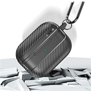 AirPods Pro 3 Børstet TPU Cover med Karabinhage - Karbonfiber