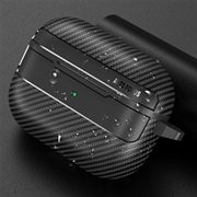 AirPods Pro 3 Børstet TPU Cover med Karabinhage - Karbonfiber