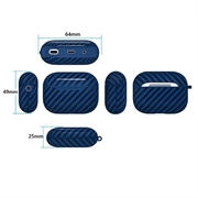 AirPods Pro 3 TPU Cover med Karabinhage - Karbonfiber - Blå