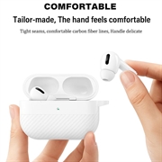 AirPods Pro 3 Børstet TPU Cover med Karabinhage - Karbonfiber - Hvid
