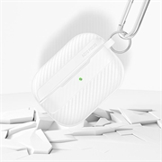 AirPods Pro 3 Børstet TPU Cover med Karabinhage - Karbonfiber - Hvid