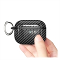 AirPods Pro 2 TPU Cover med Karabinhage - Karbonfiber - Sort