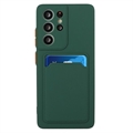 Samsung Galaxy S23 Ultra 5G TPU Cover med Kortholder - Mørkegrøn