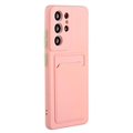 Samsung Galaxy S23 Ultra 5G TPU Cover med Kortholder - Pink