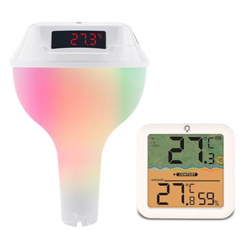 TS-PL04 Solar Wireless RGB Pool Thermometer med indendørs modtager