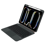 iPad 2022/2025/Air 11 2024/2025 TU3607 Baggrundsbelyst magnetisk tastaturetui med 360 graders roterende stativ - Sort
