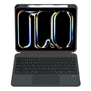 iPad 2022/2025/Air 11 2024/2025 TU3607 Baggrundsbelyst magnetisk tastaturetui med 360 graders roterende stativ - Sort