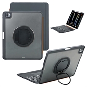 iPad Air 13 2024/2025/iPad Pro 12.9 2018/2020/2021/2022 TU3609 Baggrundsbelyst magnetisk tastaturetui med 360 graders drejelig stander - Sort