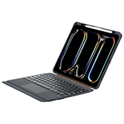 iPad Air 13 2024/2025/iPad Pro 12.9 2018/2020/2021/2022 TU3609 Baggrundsbelyst magnetisk tastaturetui med 360 graders drejelig stander - Sort