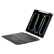 iPad Air 13 2024/2025/iPad Pro 12.9 2018/2020/2021/2022 TU3609 Baggrundsbelyst magnetisk tastaturetui med 360 graders drejelig stander - Sort
