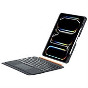 iPad Air 13 2024/2025/iPad Pro 12.9 2018/2020/2021/2022 TU3609 Baggrundsbelyst magnetisk tastaturetui med 360 graders drejelig stander - Sort