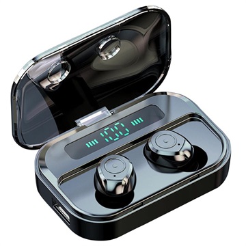 TWS M7S Øretelefoner med LED Opladningsboks - IPX7, Bluetooth 5.0 (Open Box - God stand) - Sort