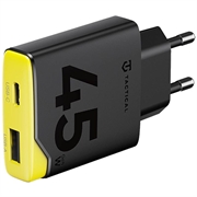 Tactical Minimi 45W AC GaN hurtigoplader - USB-C, USB-A - Sort / gul