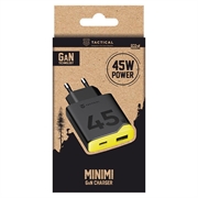 Tactical Minimi 45W AC GaN hurtigoplader - USB-C, USB-A - Sort / gul